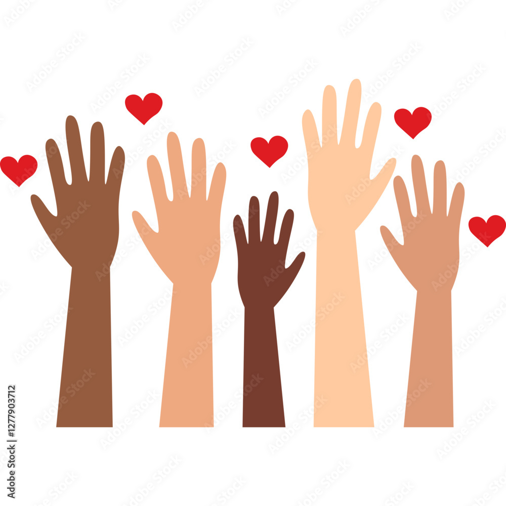 Obraz premium Hands Raised Stop Racism