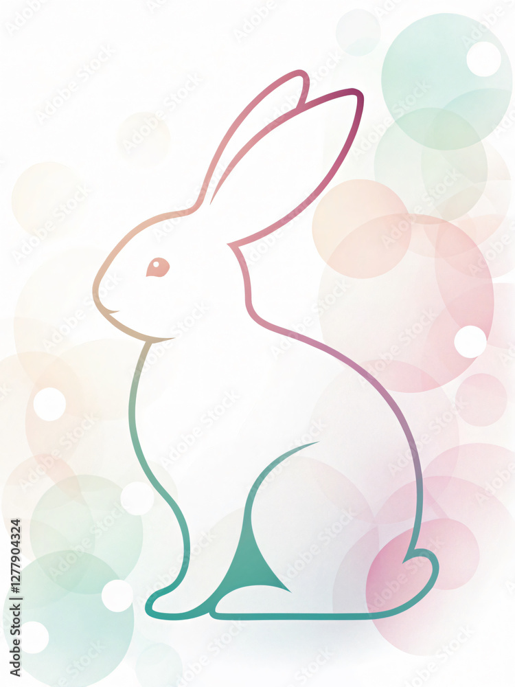 Obraz premium Elegant Minimalist Illustration of a Rabbit with Soft Colorful Background