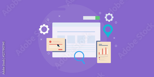 Local SEO, website click rate and business analytics, optimized performance on internet search concept. 