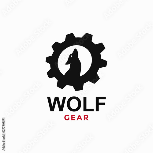 wolf and gear simple logo