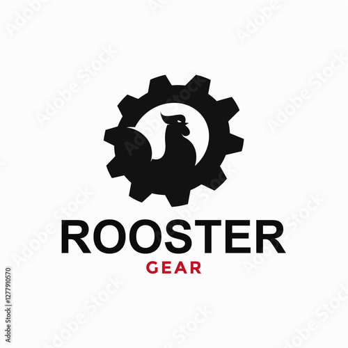 rooster and gear simple logo