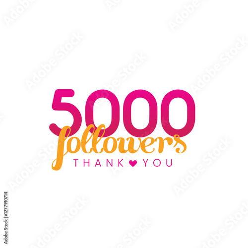 5k social media followers and subscribers template. Thank you 5000 followers, peoples online social group.