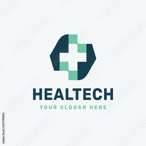 Healthy plus technology business logo vector icon illustration photo