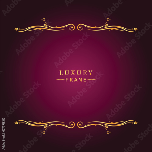Golden luxury frame border ornament premium