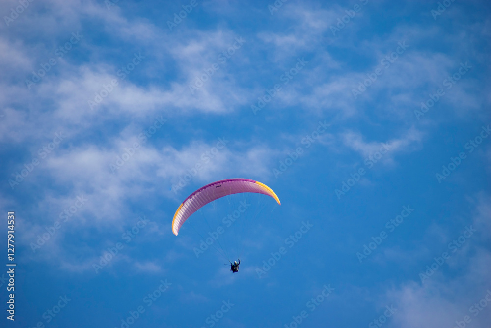 Paragliding over the clouds sunset view at Bir Billing Himachal Pradesh India. Clouds in the sky, Paragliding over the clouds sunset view at Bir Billing Himachal Pradesh India. Clouds in the sky,