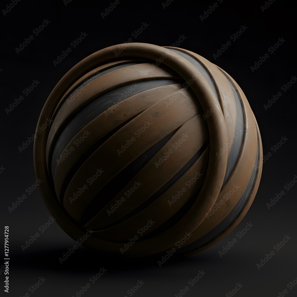 Fototapeta premium Abstract Brown Sphere: Layered Texture and Dark Background