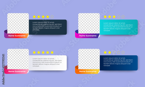 Set of Creative concept client review social media post templates. vector