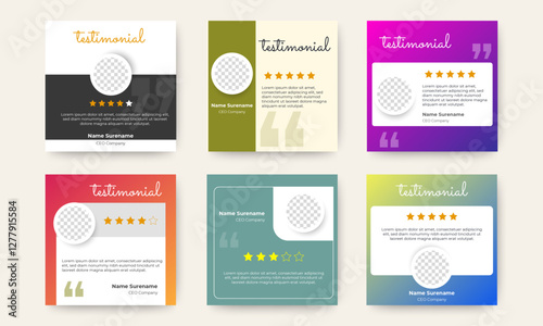 Set of Creative concept client review social media post templates. vector