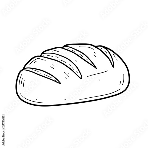 Freshly Baked Loaf: Simple, hand-drawn illustration of a freshly baked loaf of bread, emphasizing texture.