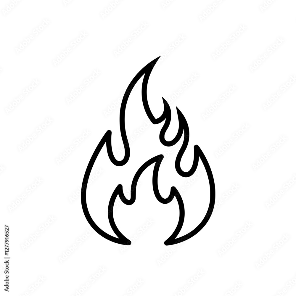 Fiery Icon: A minimalist line drawing of a stylized flame, evoking a sense of heat and energy, perfectly capturing the essence of passion and intensity. Fiery Icon: A minimalist line drawing of a stylized flame, evoking a sense of heat and energy, perfectly capturing the essence of passion and intensity.