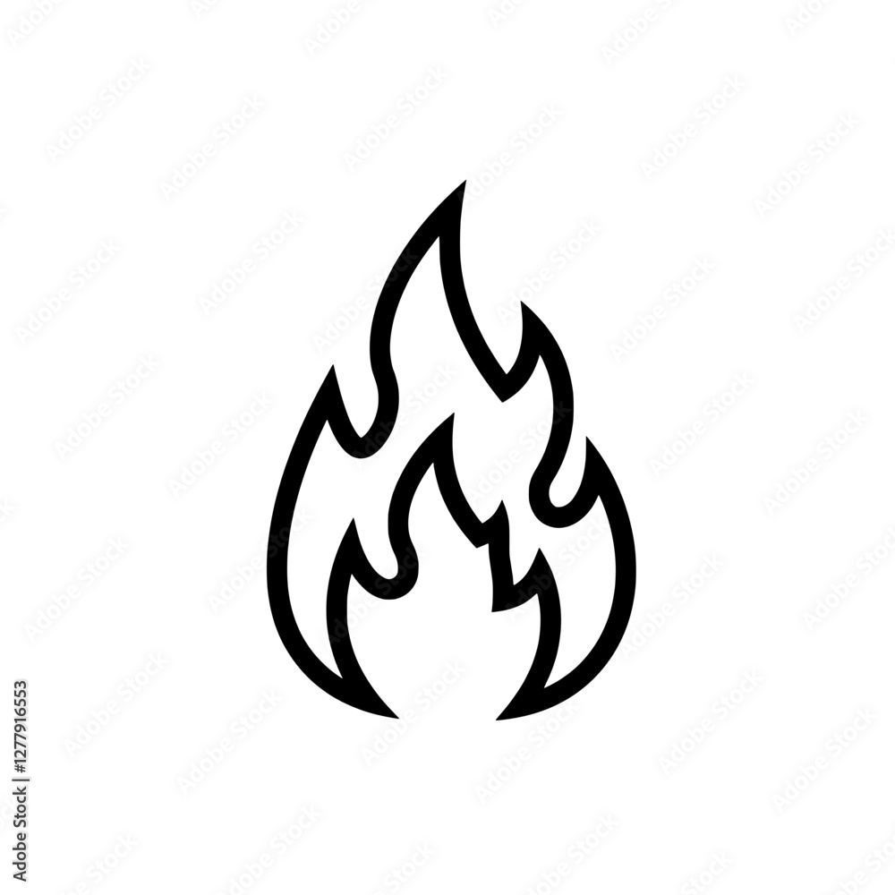 Fiery Flame Icon: A simple yet striking line art illustration of a flame, perfect for representing heat, passion, or energy. Fiery Flame Icon: A simple yet striking line art illustration of a flame, perfect for representing heat, passion, or energy.