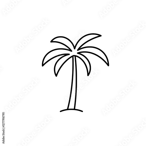 Palm Tree Icon: A simple, elegant outline of a palm tree stands tall, its fronds reaching towards the sky, evoking thoughts of tropical getaways and sunny beaches.