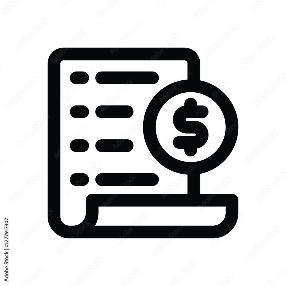 bill line icon. Clean and minimalist vector icon for websites, mobile apps, presentations, and logos. Fully scalable and customizable for any project. bill line icon. Clean and minimalist vector icon for websites, mobile apps, presentations, and logos. Fully scalable and customizable for any project.