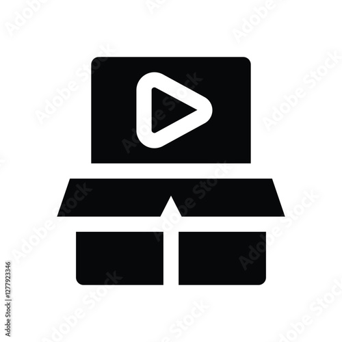 unboxing glyph icon. Strong and solid vector icon for websites, mobile interfaces, presentations, and visual branding. High quality and easy to edit.
