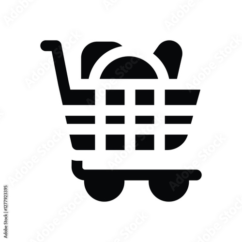 grocery cart glyph icon. Strong and solid vector icon for websites, mobile interfaces, presentations, and visual branding. High quality and easy to edit.