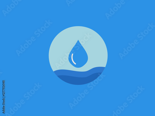 This is a flat vector illustration of a water drop icon