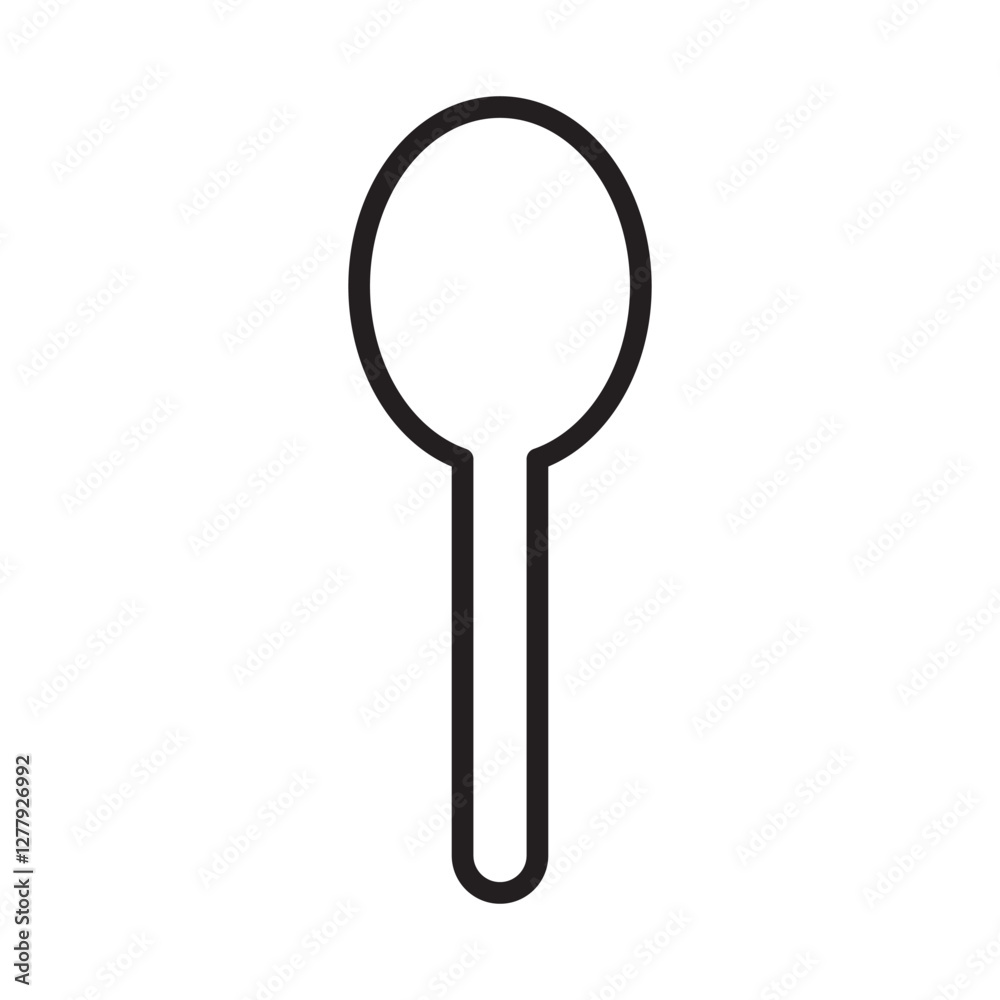 Spoon icon vector. Restaurant utensil symbol. Dinner dish or plate with spoon and fork sign outline for apps and websites. Flat vector illustration Spoon icon vector. Restaurant utensil symbol. Dinner dish or plate with spoon and fork sign outline for apps and websites. Flat vector illustration