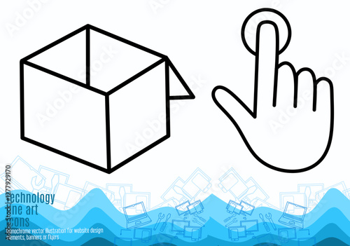 Electronics and devices related line icon set. Computers and mobile phones linear icons. Laptop, hardware and tablet outline vector sign collection.