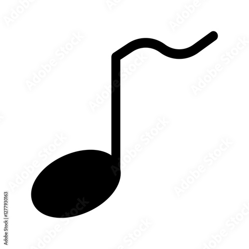 Solid emoticon head with floating music note, ideal for apps and UI.
