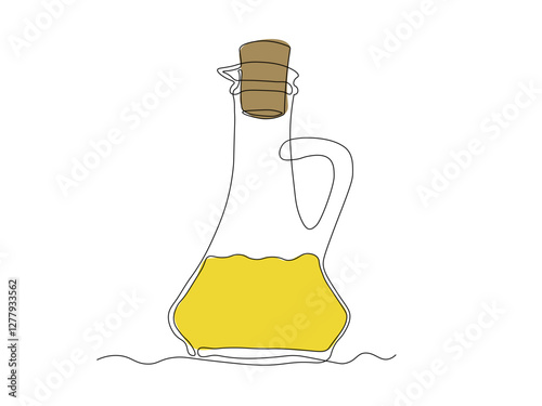 Abstract bottle with olive oil, sunflower oil. continuous single one line art hand drawing sketch logo