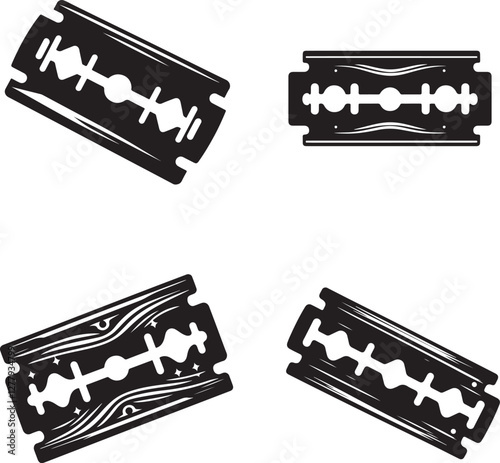 Razor Blade Icon Set Silhouette Vector Design
