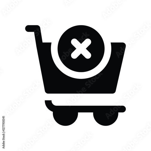remove cart glyph icon. Strong and solid vector icon for websites, mobile interfaces, presentations, and visual branding. High quality and easy to edit.