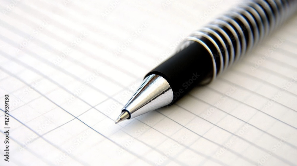 Ballpoint pen resting on a sheet of lined paper Ballpoint pen resting on a sheet of lined paper