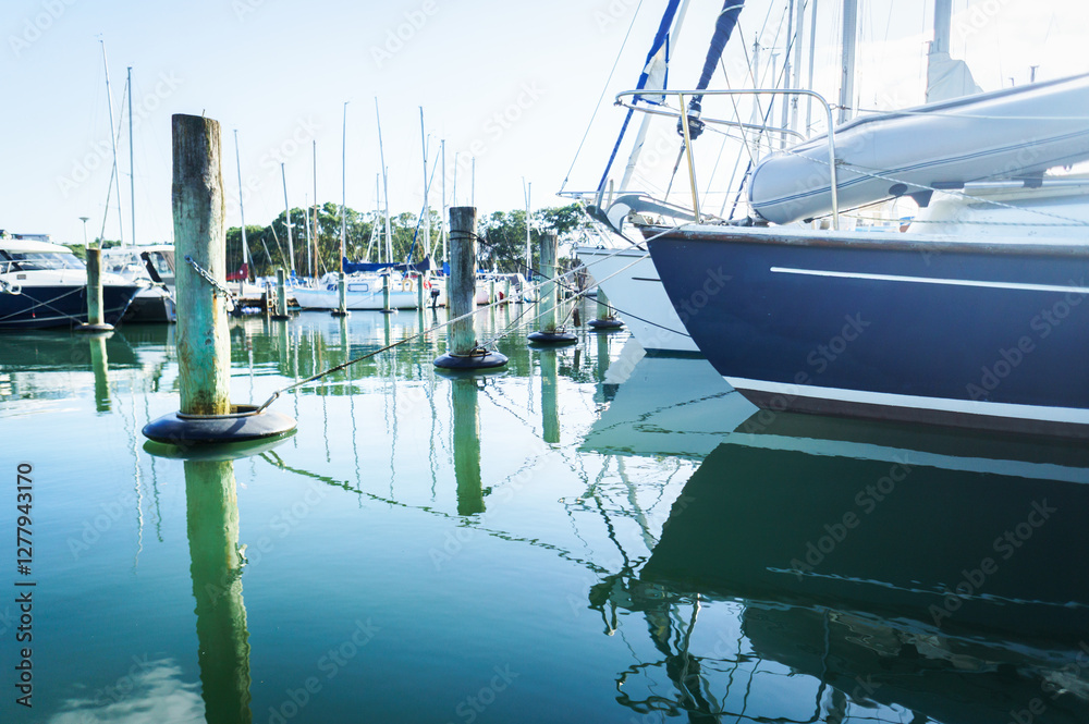 Boats berthed in Milford Marina. Auckland.