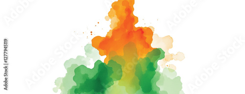 indian watercolor background tricolor, social, media, banner, design with print or hand-drawn and splash, indian, republic, independence, 15 august, republic, day, 26 january, poster, vector photo