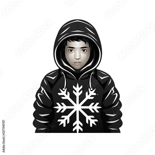 Monochrome Icon Symbolizing the Chilly Essence of Winter Outdoors