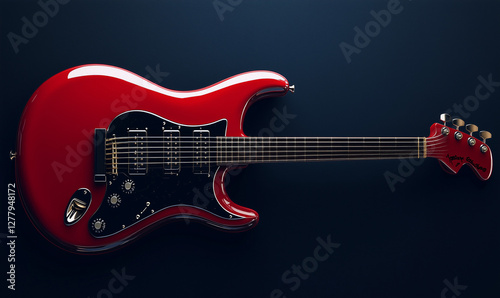 Electric Guitar with Glossy Red Finish for a Stylish Rock Music Gear Mockup