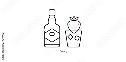 Brandy Vector Icon - Classic Distilled Grape Spirit in Snifter Glass