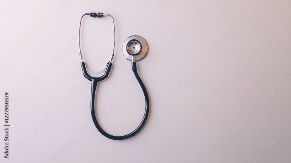 Stethoscope lies elegantly against a soft colored plain background Stethoscope lies elegantly against a soft colored plain background