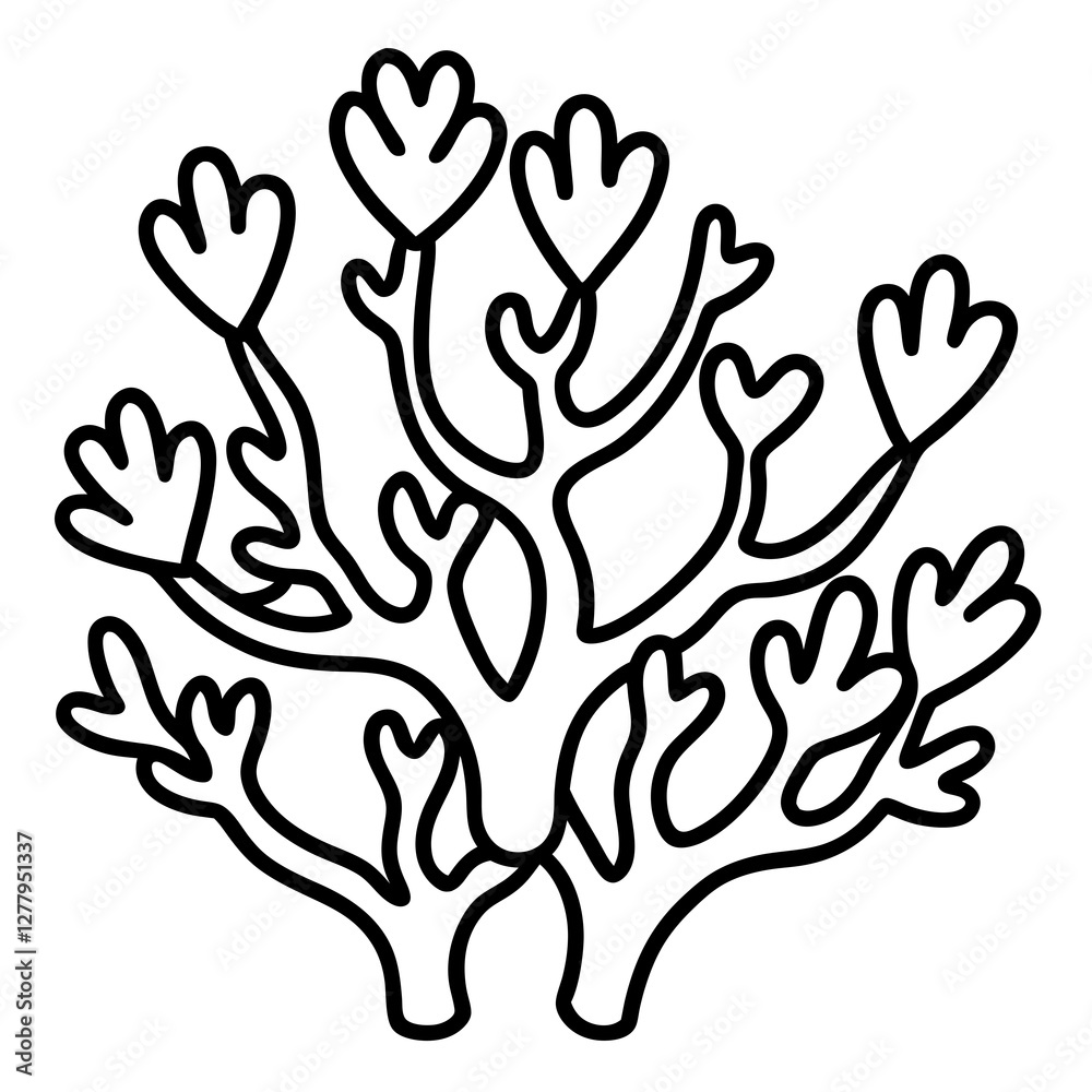 Coral reef with heart designs line art vector Coral reef with heart designs line art vector