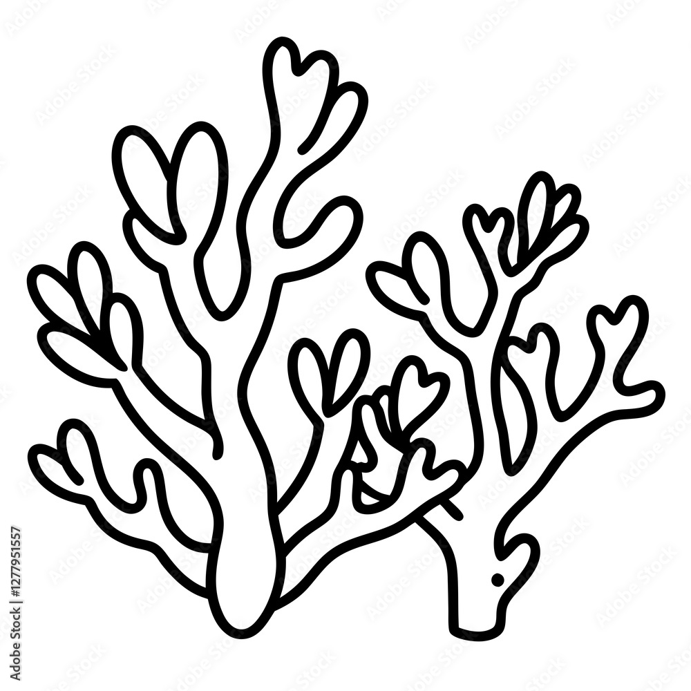 Coral reef with heart designs line art vector Coral reef with heart designs line art vector