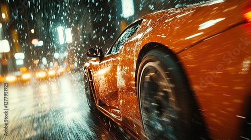 A cinematic action scene of a spy escaping in a high-speed car chase, intense and dynamic