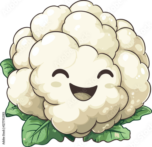 vector illustration of cauliflower with happy face with smile