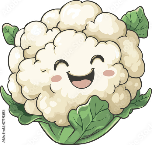 vector illustration of cauliflower with happy face with smile