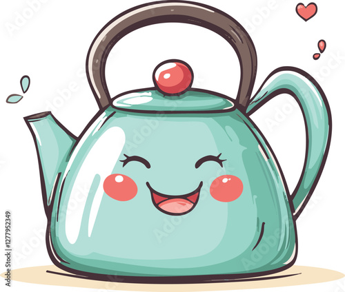 vector illustration of teapot with happy face