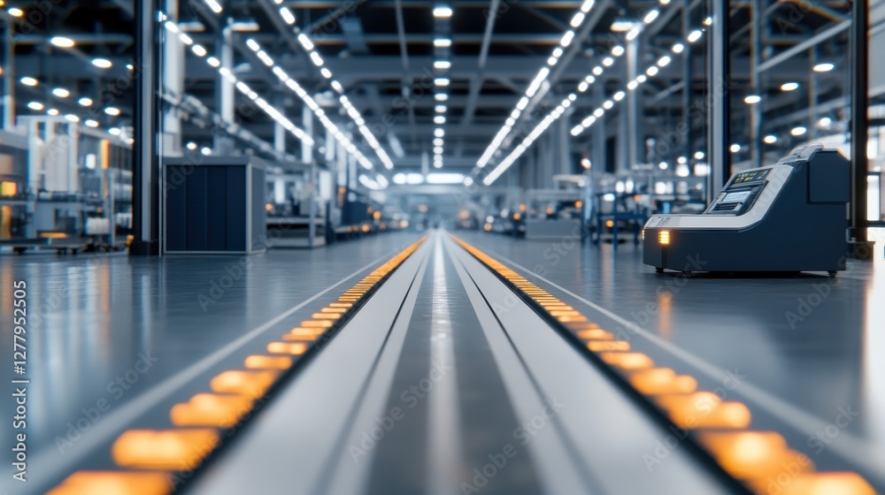 Industrial Production Line with Conveyor Belt in Modern Factory Setting Industrial Production Line with Conveyor Belt in Modern Factory Setting