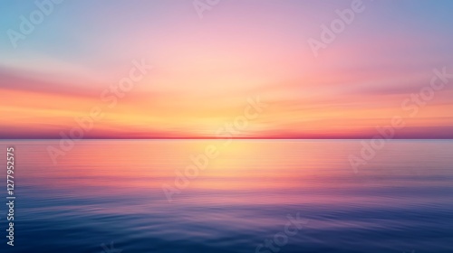 Serene Sunset Over Calm Ocean Waters Reflecting Colorful Sky
