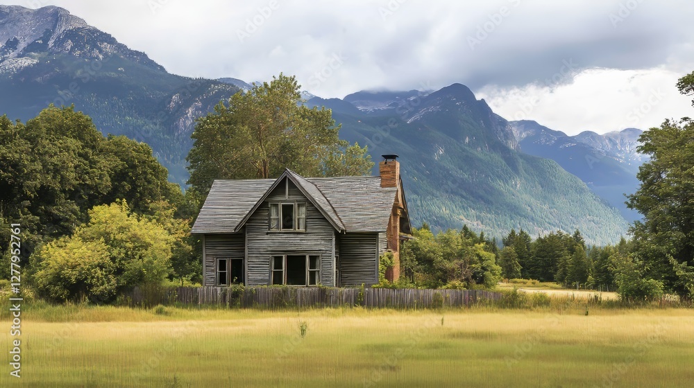 Nestled amidst rolling meadows and towering mountains, a charming cottage stands, its walls adorned with weather-beaten wood. Nestled amidst rolling meadows and towering mountains, a charming cottage stands, its walls adorned with weather-beaten wood.