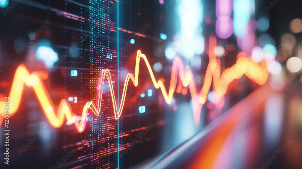 Obraz premium Dynamic Market Graph Displaying Financial Data and Analytical Trends