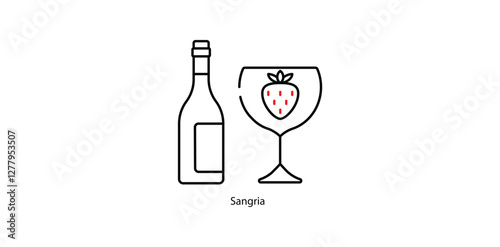 Sangria Vector Icon - Fruity Spanish Wine Cocktail with Citrus and Ice