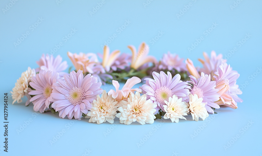 Soft Circle of Lavender Chrysanthemums and Pale Blooms for a Fresh, Elegant Floral Display Soft Circle of Lavender Chrysanthemums and Pale Blooms for a Fresh, Elegant Floral Display
