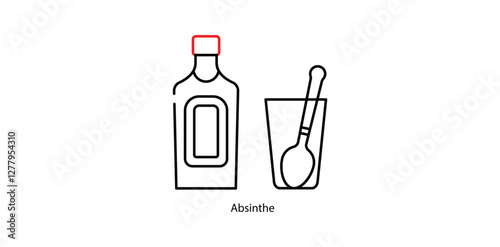 Absinthe Vector Icon - Herbal Anise-Flavored Distilled Spirit Glass Symbol