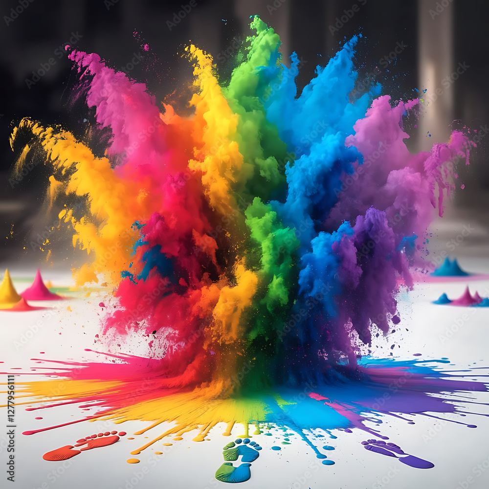 Obraz premium picture of splash of colour powder in a holi festival india