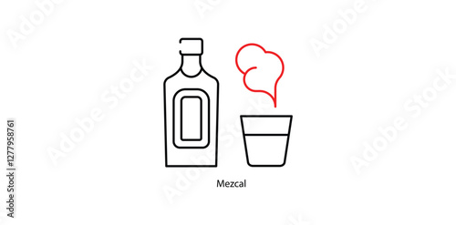 Mezcal Vector Icon - Traditional Smoky Agave-Based Mexican Liquor Bottle