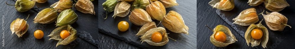 Three images of fruit with one of them being a tomato. The other two images are of oranges Three images of fruit with one of them being a tomato. The other two images are of oranges