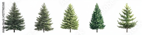 Collection of Hand-Drawn Silhouetted Conifer Trees: Firs, Pines, and Spruce in Wild Forest Composition